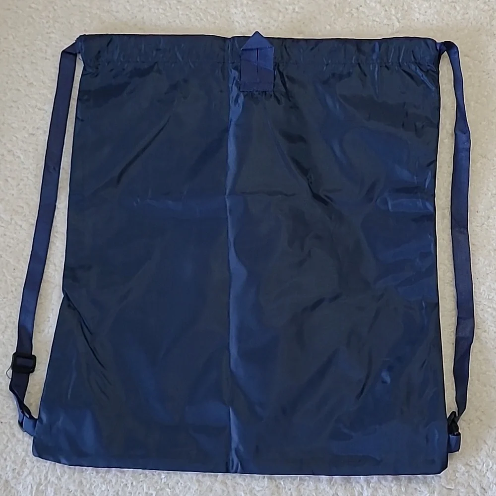 Skechers Navy Drawstring Backpack Bag 17 x 20 Durable Fabric Adjustable Straps